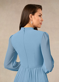 Azazie Adellah Abiti per la Madre della Sposa Abito A-Line in Chiffon Plissettato Blu Acciaio image4