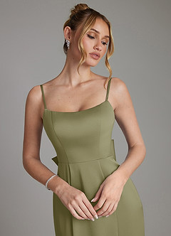 Azazie Zherra Robes de demoiselle d'honneur Robe Sirène en Satin extensible Nœud Pistache image3