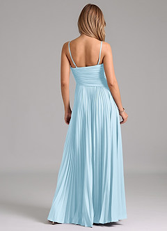 Azazie Vini Robes de demoiselle d'honneur Robe Trapèze en Satin extensible Plissée Bleu Ciel image6