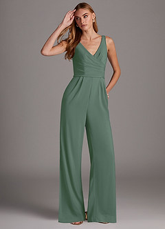 Azazie Ida Venta Final Eucalipto de Chifón elástico de Mono con Plisado image4