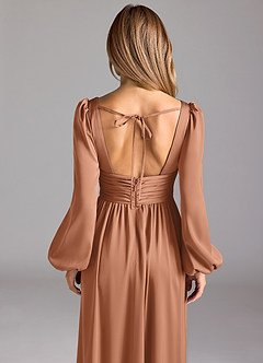 Azazie Norah Brautjungfernkleider A-Linie Stretch-Satin Kleid Bronzer image6