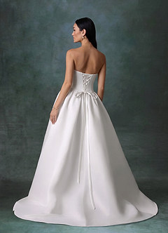 Azazie Melinda Wedding Dresses Diamond White Ball-Gown Strapless Satin Dress image5