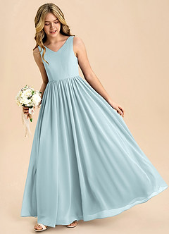 Azazie Hathaway Junior Mist A-Line Bow Chiffon Dress image4