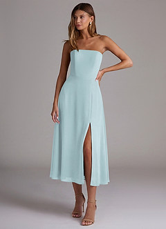 Azazie Wren Bridesmaid Dresses Mist A-Line Strapless Chiffon Dress image1