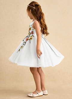 Azazie Prima Flower Girl Dresses White A-Line Bow Tulle Dress image4