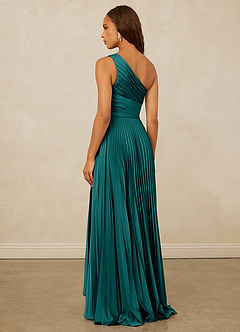 Christian Siriano Bridal for Azazie 1008 Bridesmaid Dresses Peacock A-Line One Shoulder Stretch Satin Dress image2