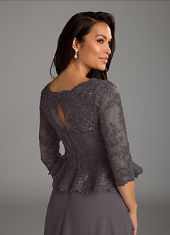 Azazie Averie Mother of the Bride Dresses Steel Grey A-Line Boatneck Sequins Chiffon Dress image9