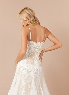 Azazie Mireya Wedding Dresses Diamond White Champagne Sheath Sequins Tulle Dress image5