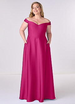 Barbie ♥ Azazie Bridesmaid Dresses Barbie Pink A-Line Off the Shoulder Stretch Satin Convertible Dress image6