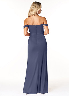 Azazie Tessa Robes de demoiselle d'honneur Robe Fourreau Convertible en Maille Schulterfreier Schatz Bleu Orageux image6