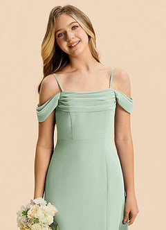 Azazie Lilly Junior Agave A-Line Pleated Chiffon Dress image7