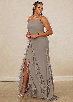 Christian Siriano Bridal for Azazie 1006 Robes de demoiselle d'honneur Robe Sirène en Mousseline de soie Rayé Taupe image11