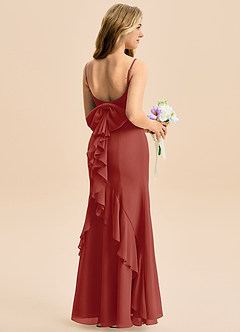 Azazie Lioren Junior Meerjungfrau-Linie Schleifen Chiffon Kleid Terrakotta image1