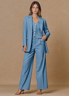 front Rowan Steel Blue Refined Weave Performance 2-Piece Suit