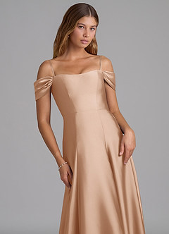 Azazie Seriana Suknie dla druhen Linia A Zza ramienia Satyna elastyczna Do ziemi Sukienka image2