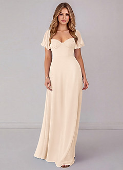 Azazie Fatima Bridesmaid Dresses White Alabaster A-Line with Pockets Chiffon Dress image3