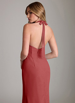 Azazie Valerie Vestidos de damas de honor Vestido de Óxido de Gasa de Corte Sirena con Plisado image6