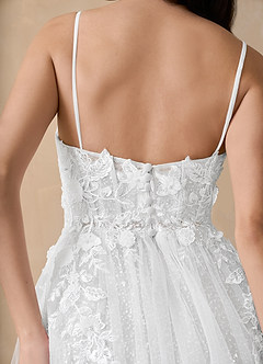 Azazie Seradine Wedding Dresses Diamond White A-Line Off the Shoulder Beading Dress image10