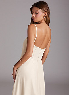 Azazie Wren Bridesmaid Dresses White Alabaster A-Line Side Slit Chiffon Convertible Dress image7
