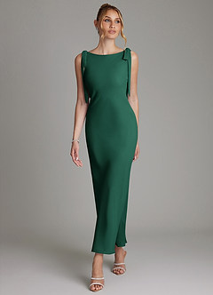 Azazie Luddie Abiti da Damigella Abito Sirena in Chiffon Fiocco Smeraldo image4