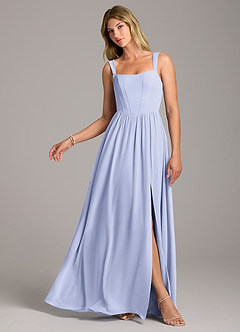 Azazie Rosaline Bridesmaid Dresses Lavender A-Line Side Slit Chiffon Dress image1