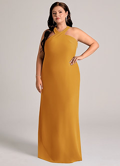 Azazie Doretta Bridesmaid Dresses Butterscotch Mermaid Pleated Chiffon Dress image8