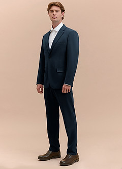 front James Navy Blue Structured Stretch Suit