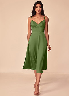 Azazie Dottie Bridesmaid Dresses Juniper A-Line Stretch Satin Dress image1