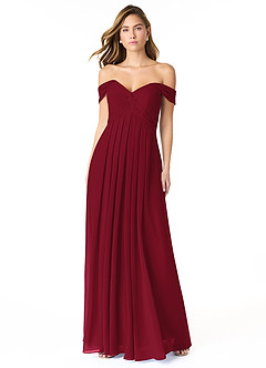 Azazie Kaitlynn Bridesmaid Dresses Burgundy Empire Ruched Chiffon Convertible Dress image2