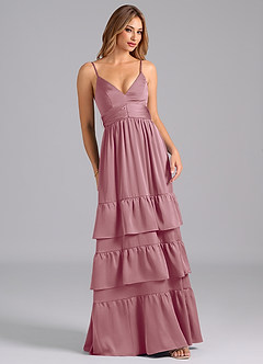 Azazie Nathalia Bridesmaid Dresses Vintage Mauve A-Line Pleated Stretch Satin Dress image1