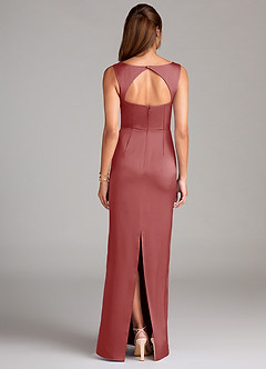 Azazie Flori Bridesmaid Dresses Antique Rose Sheath Side Slit Stretch Satin Dress image2