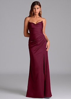 Azazie Claudelle Robes de demoiselle d'honneur Robe Sirène en Satin extensible Sans bretelles Mûre image6