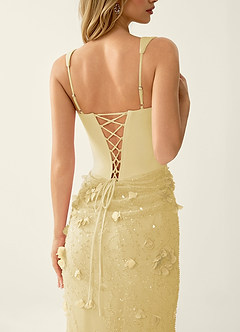 Belinda Yellow 3D Flowers Corset Lace Up Back Mermaid Prom Dress image7