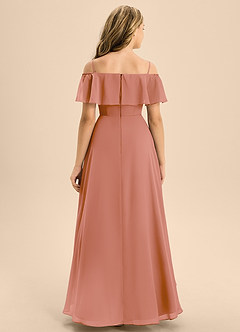 Azazie Maggie Junior A-Linie Schulterfrei Chiffon Kleid Mai Tai image6