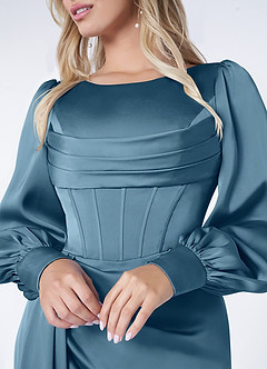 Azazie Raye Brudtärnklänningar Klänning av Sjöjungfru i Stretch Satin Långärmad Bermuda image5