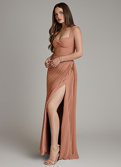 Azazie Amberly Bridesmaid Dresses Bronzer Sheath Sweetheart Neckline Chiffon Dress image6