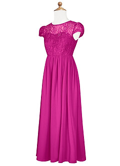 Azazie Delevingne Junior Jurk van Chiffon met A-Lijn Kant Fuchsia image8