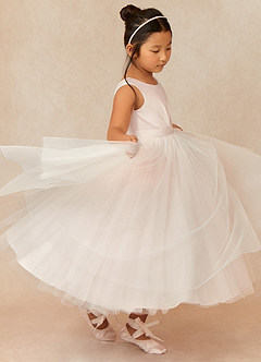 Azazie Bee vestidos de niña de las flores Vestido de Pétalo De Rosa de Tul de Princesa con Plisado image3