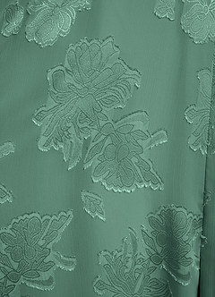 Azazie Bondi Bridesmaid Dresses Eucalyptus A-Line Ruched Floral Jacquard Burnout Dress image7