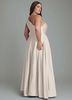 Azazie Melanie Bridesmaid Dresses White Alabaster A-Line Off the Shoulder Stretch Satin Dress image8