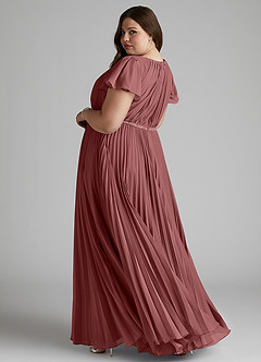 Azazie Kara vestidos de dama de honor modestos Vestido de Corte En A Plisado Hasta el suelo Gasa image11