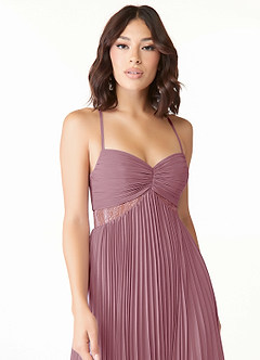 Azazie Devyn Robes de demoiselle d'honneur Robe Trapèze en Mousseline de soie Corset Mauve Vintage image5