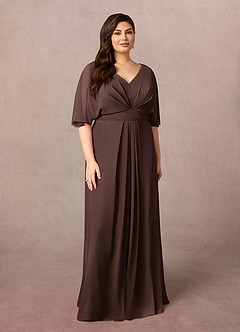 Azazie Oksana Mother of the Bride Dresses Ganache A-Line V-Neck Pleated Chiffon Dress image6
