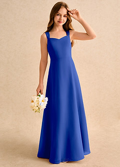 Azazie Makani Girls Formal Flower Girl Dresses Royal Blue A-Line Sweetheart Neckline Chiffon Dress image4