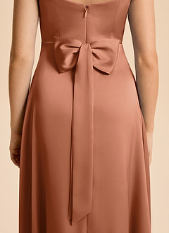 Azazie Kiki Junior Bronzer A-Line Bow Stretch Satin Dress image7