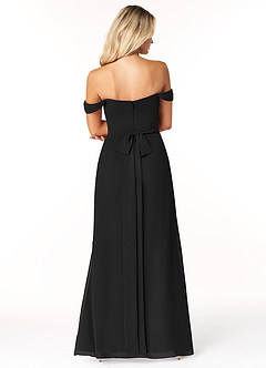 Azazie Joretta Robes de demoiselle d'honneur Robe Trapèze Convertible en Mousseline de soie Encolure en Forme de Cœur Noir image2