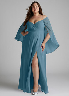 Azazie Cienna Bridesmaid Dresses Bermuda A-Line Off the Shoulder Chiffon Dress image7