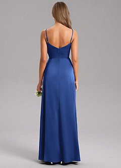 Azazie Azuree Bridesmaid Dresses Royal Blue A-Line Pleated Stretch Satin Dress image8