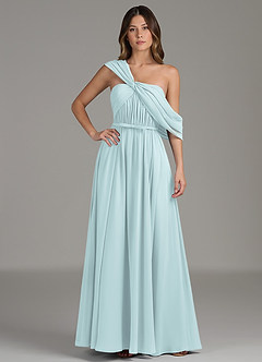 Azazie Nyah Bridesmaid Dresses Mist A-Line Off the Shoulder Chiffon Dress image4