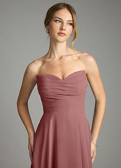 Azazie Ayla Abiti da Damigella Abito A-Line in Chiffon Scollo a Cuore Rosa Del Deserto image6